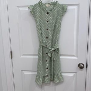 Sage green polka dot dress size medium.